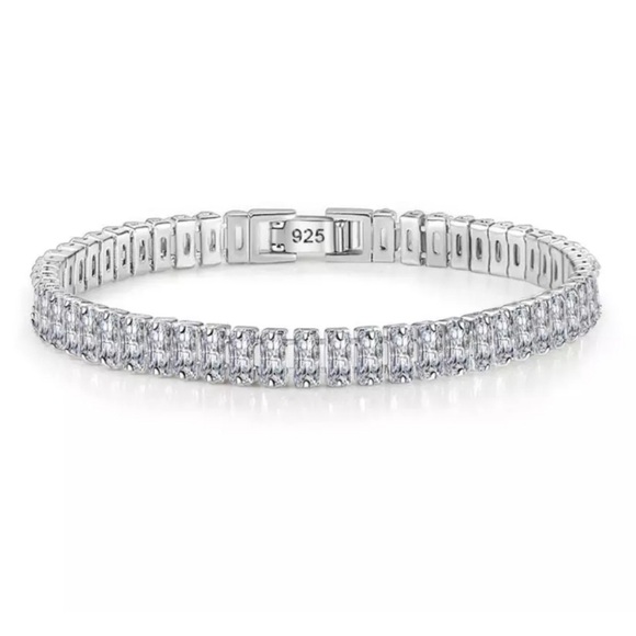 NEW 925 STERLING SILVER PRINCESS CUT DIAMOND BRACELET - Picture 6 of 6